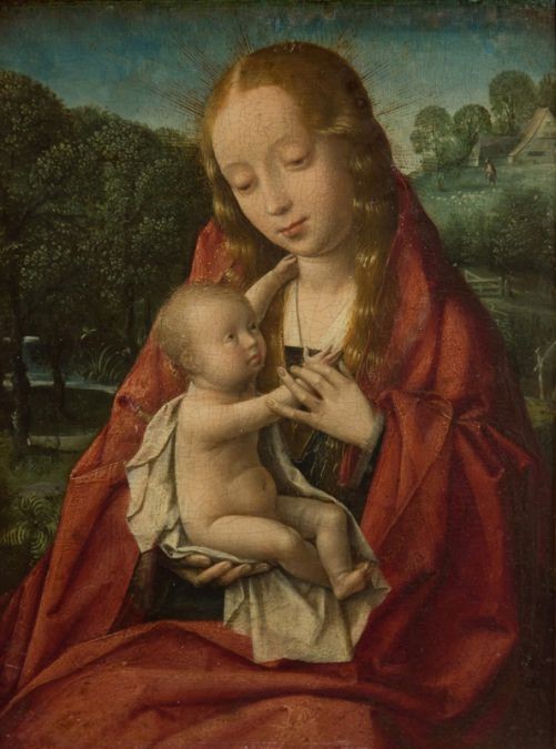 Школа Ханса Мемлинга (ок.1440-1494) Мадонна с младенцем. Конец XV в - фото - 1