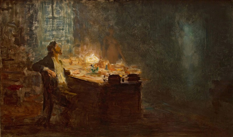 Илья Ефимович Репин 1844 – 1930 Видения одолели (Утренние видения). 1896 Эскиз Холст, масло - фото - 1